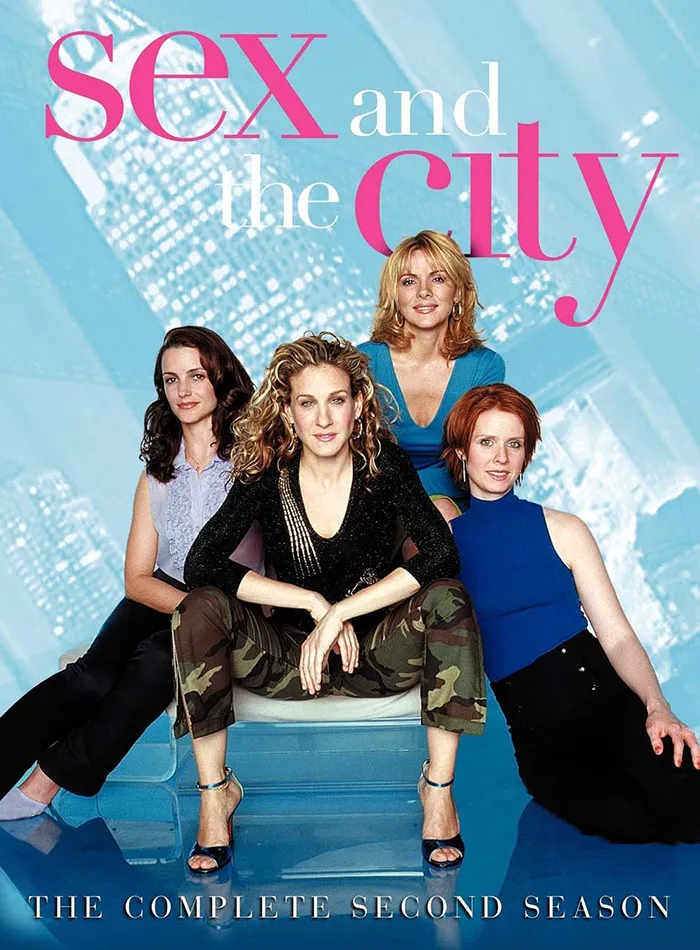 "Sex and the City cast poses for the Season 2 cover, featuring iconic fashion and friendships from the best HBO TV shows."