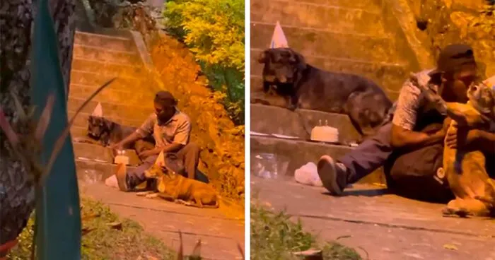 Homeless Man’s Birthday Party For His Dog Warms The Hearts Of Many, Leading To A Better Life For Them All