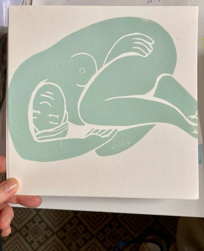 Linocut-Print „sleeping“, I Like Matisse A Lot