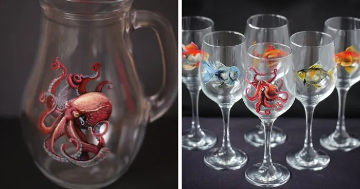 I Paint Realistic Fish On Glasses, And Went Even Further With The Concept (20 Pics)