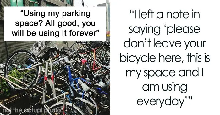 Sick And Tired Of Someone Using Their Parking Space, This Guy Locks The Stranger's Bike And Notes Start Arriving