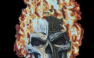 Burning Skull = 3D Paper Art