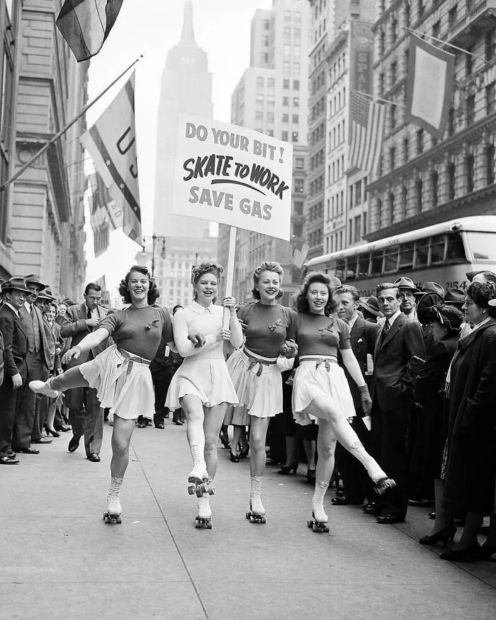 Do Your Bit! Skate To Work. Save Gas, NYC, 1940s