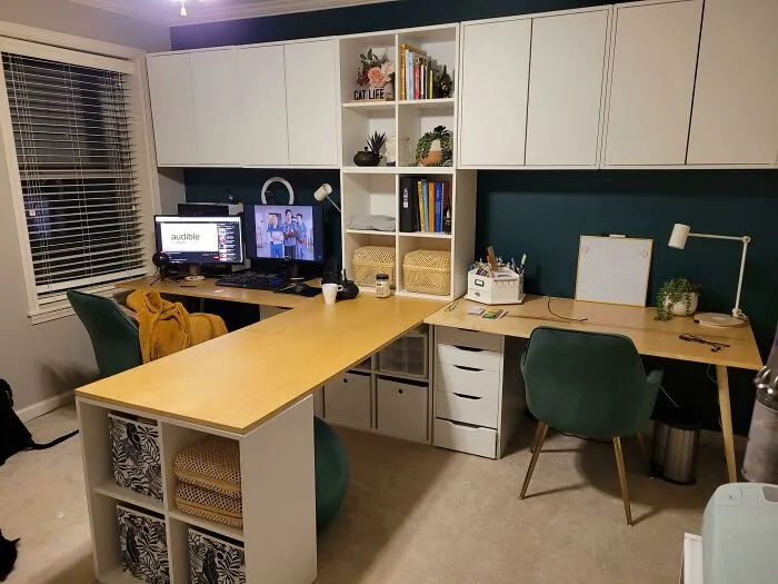 Finally Finished My Custom Home Office Using Eket And Alex Cabinets!