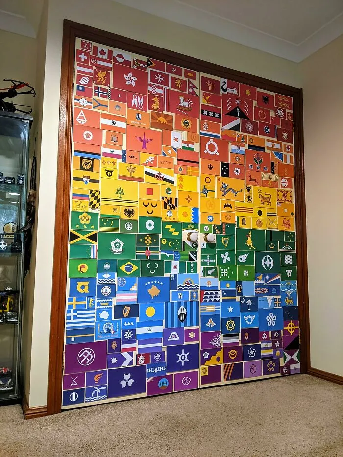 My Mum Allowed Me To Put Any Flag On My Wardrobe Doors Except For The Pride Flag. So, 241 Flags Later