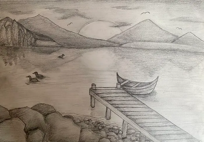 A Sunset On A Lake
