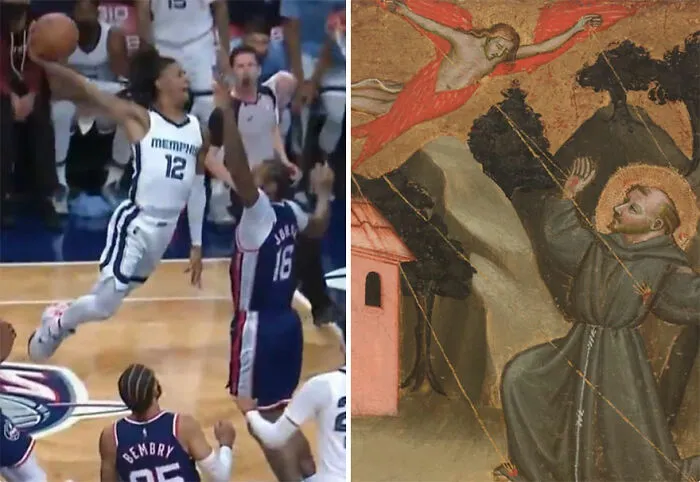 Esta cuenta de Instagram compara el arte con momentos deportivos, y es tan acertado como divertido (30 fotos)