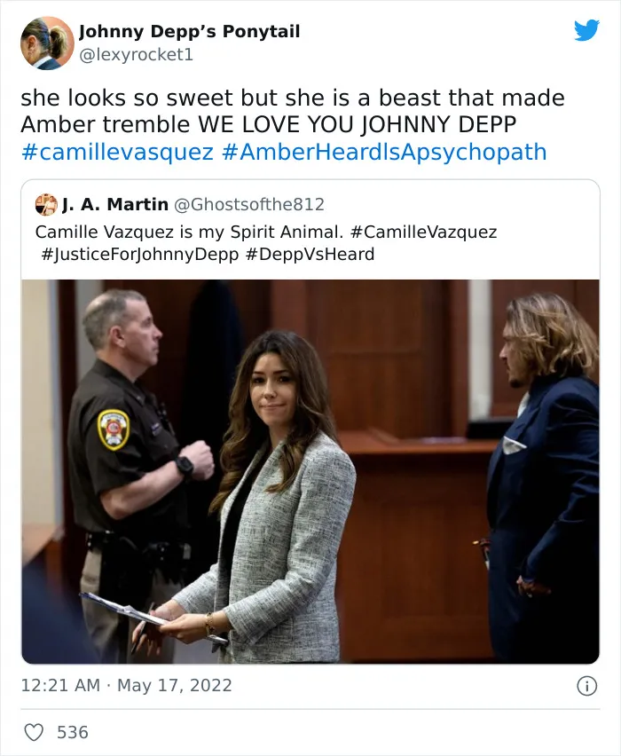 Johnny Depp’s Lawyer Camille Vasquez Has Been Grilling Amber Heard In Court, And Here Are 30 Of The Best Reactions About Her