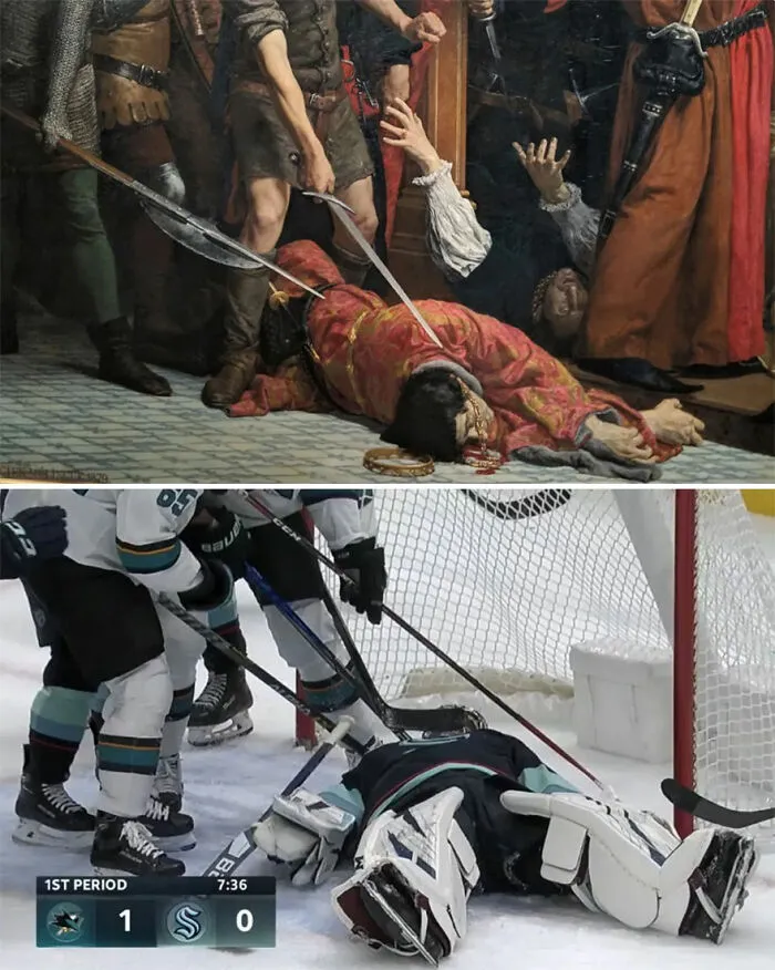 Esta cuenta de Instagram compara el arte con momentos deportivos, y es tan acertado como divertido (30 fotos)