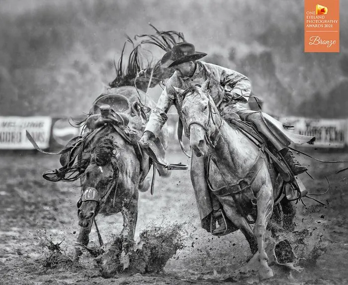 "Bronc Pickup #1" By Bev Pettit. Bronze In Sports, Other