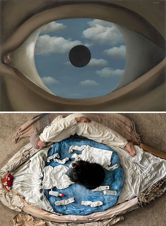 The False Mirror, 1929 By  René Magritte vs. The False Mirror, 2022