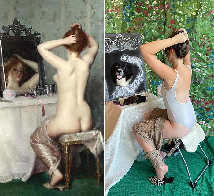 Recogiendo su pelo, 1891 de Lucy Lee Robins vs. Recogiendo su pelo, 2021