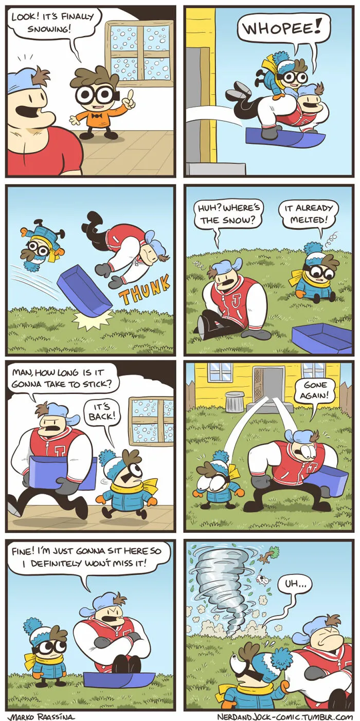 Here Are 30 Unexpectedly Brilliant Comics About An Unlikely Duo Of A Nerd And A Jock By This Artist