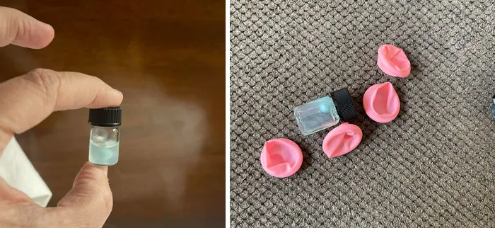 Found Tiny Vial Of Thick Liquid With A Bead Inside. There Were Also 4 Rubber Things For Your Fingers And It Was All In A Sealed Black Foil Packet. Any Idea What It Is?