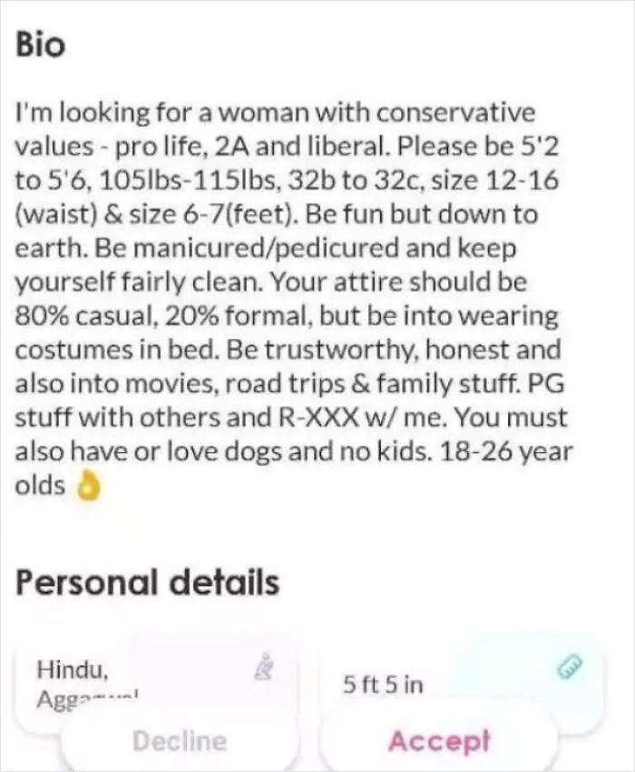 Guy Uses Tinder Like He's Ordering A Mail Order Bride
