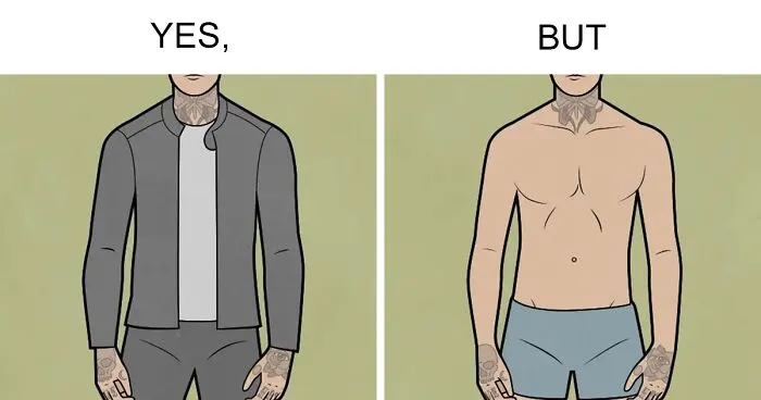 “Yes, But”: Artist Draws A Series Of Sarcastic Comics That Show 25 Funny Contradictions (New Pics)