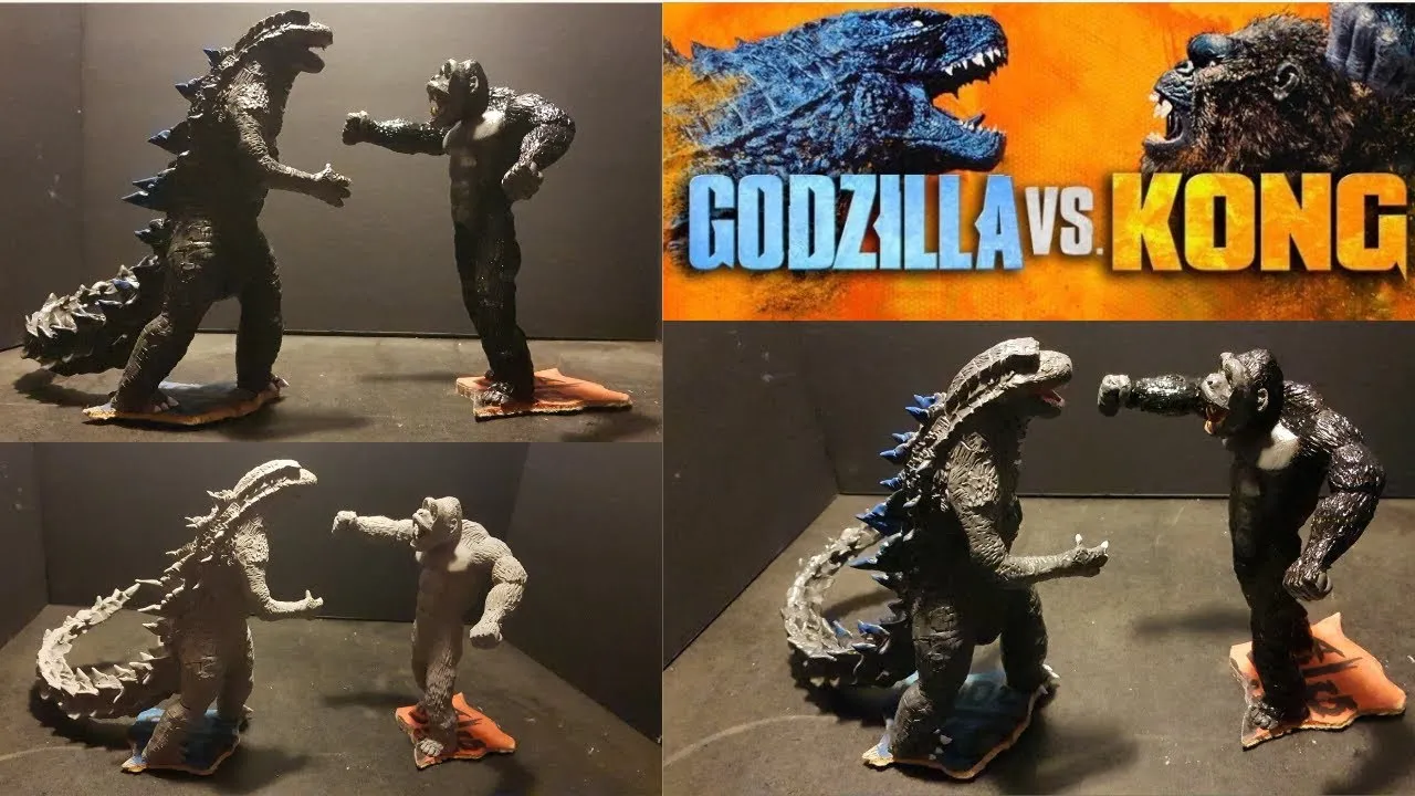 Godzilla Versus Kong Clay Art Sculpture