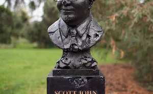 A Creepy Coal Statue Of Australian Prime Minister Installed Alongside Bronzes Of Former P.m.s.
