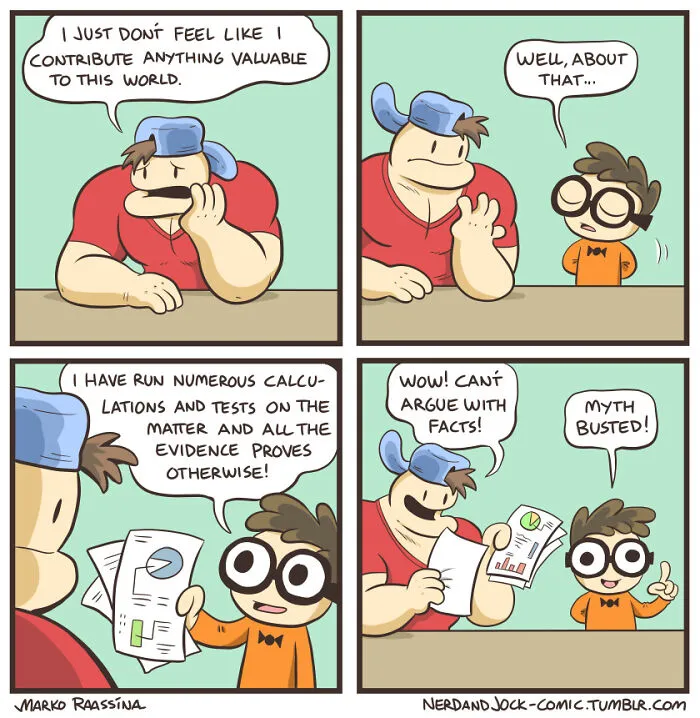 Here Are 30 Unexpectedly Brilliant Comics About An Unlikely Duo Of A Nerd And A Jock By This Artist