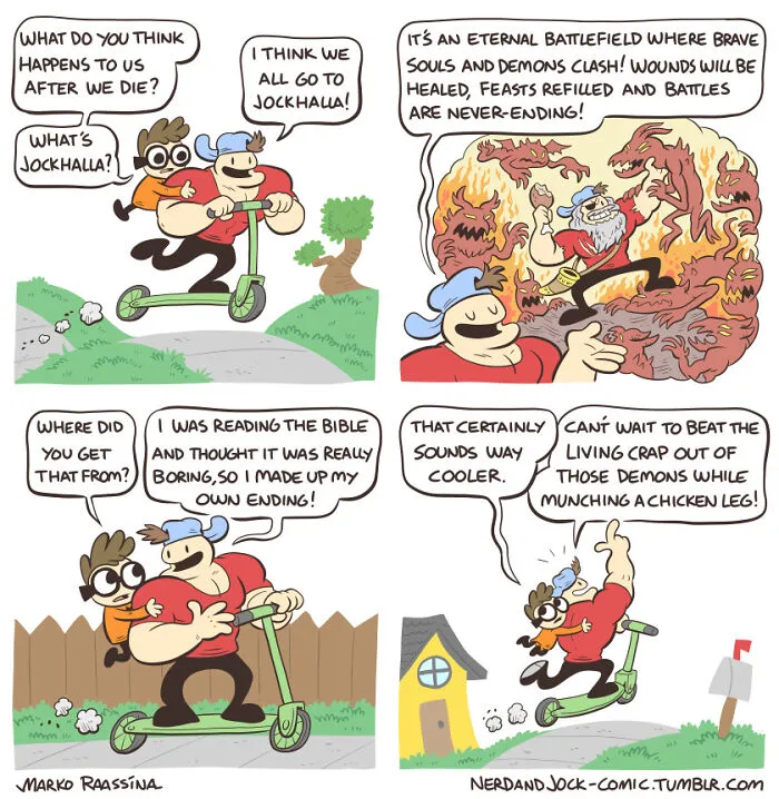 Here Are 30 Unexpectedly Brilliant Comics About An Unlikely Duo Of A Nerd And A Jock By This Artist