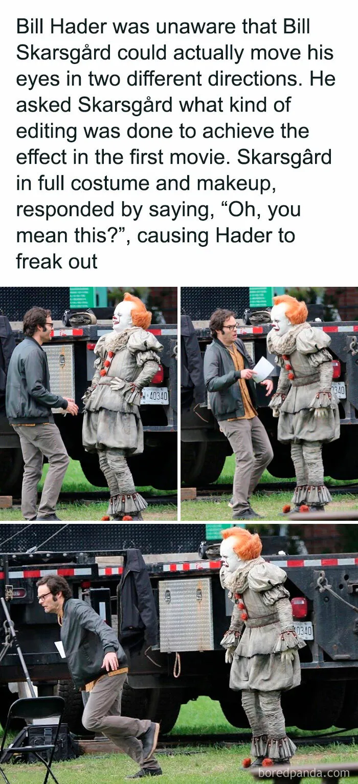 Bill Skarsgard Scaring Hader By Naturally Making His Eyes Go Sideways