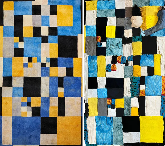Tapiz Carrés Magiques, Ca. 1979 de Sonia Delaunay vs. Tapiz, 2022