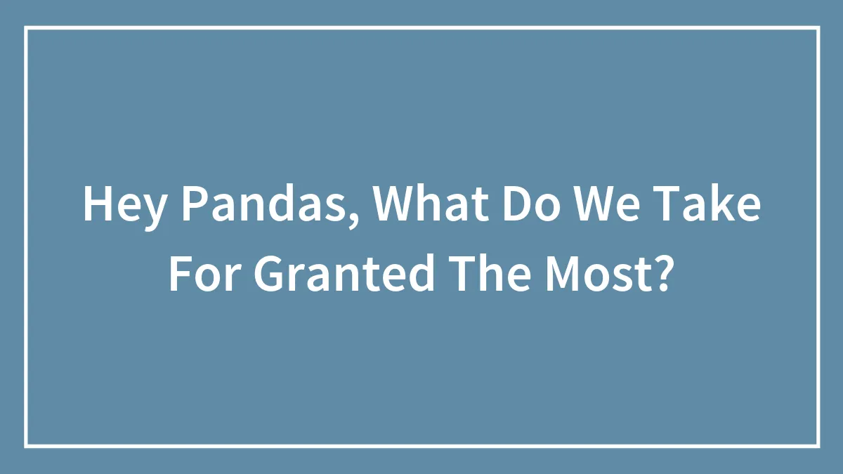 Hey Pandas, What Do We Take For Granted The Most? (Closed)