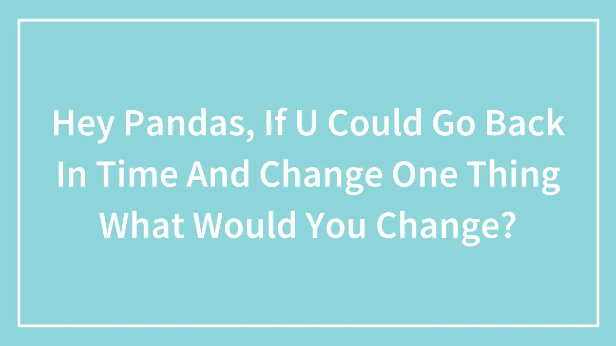 Hey Pandas, If U Could Go Back In Time And Change One Thing What Would You Change?