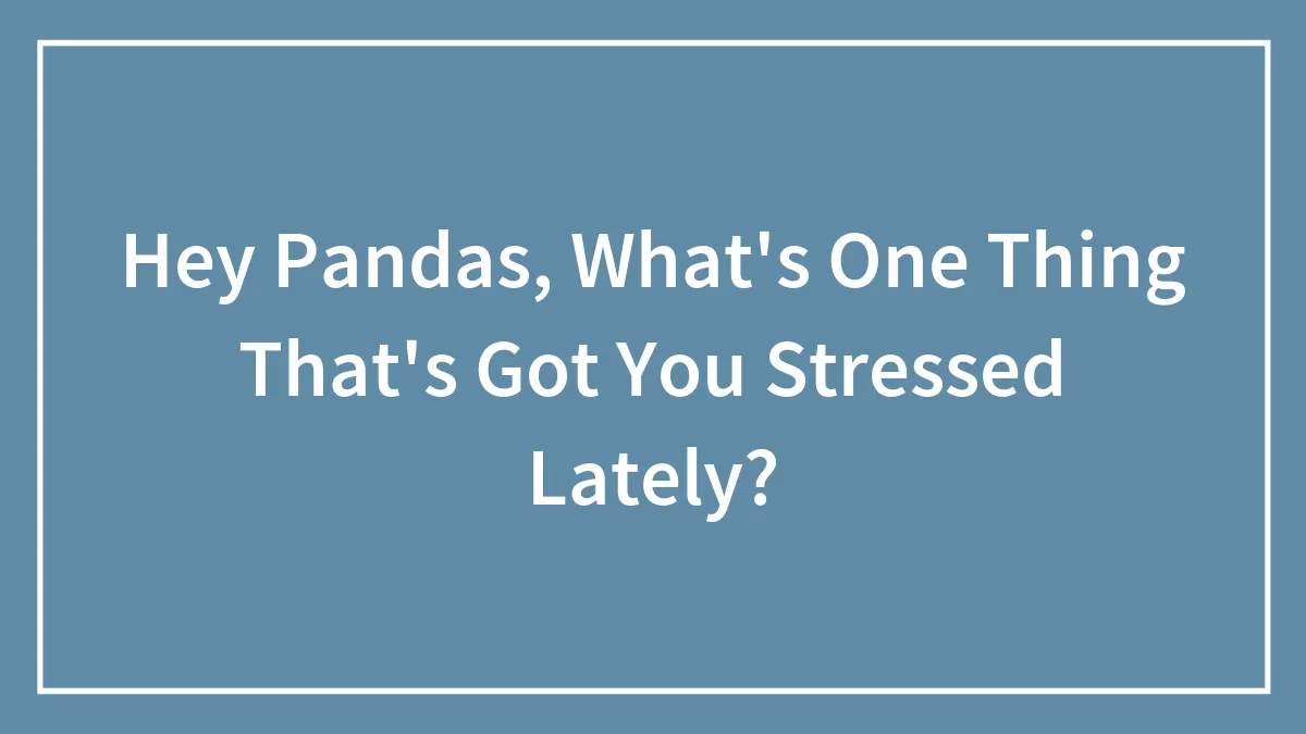 Hey Pandas, What's One Thing That's Got You Stressed Lately?