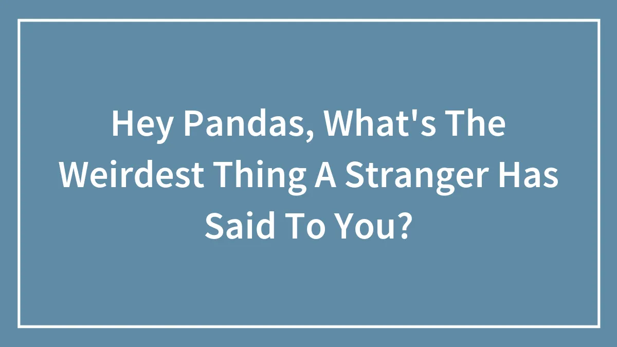 Hey Pandas, What's The Weirdest Thing A Stranger Has Said To You? (Closed)