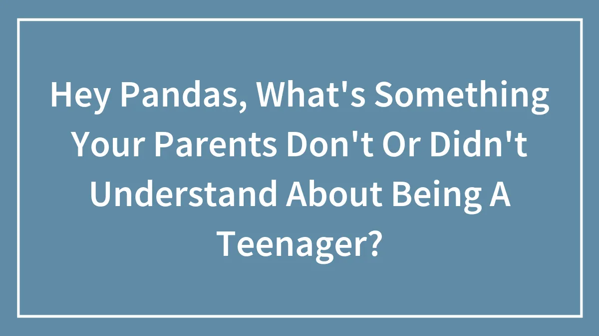 Hey Pandas, What's Something Your Parents Don't Or Didn't Understand About Being A Teenager?