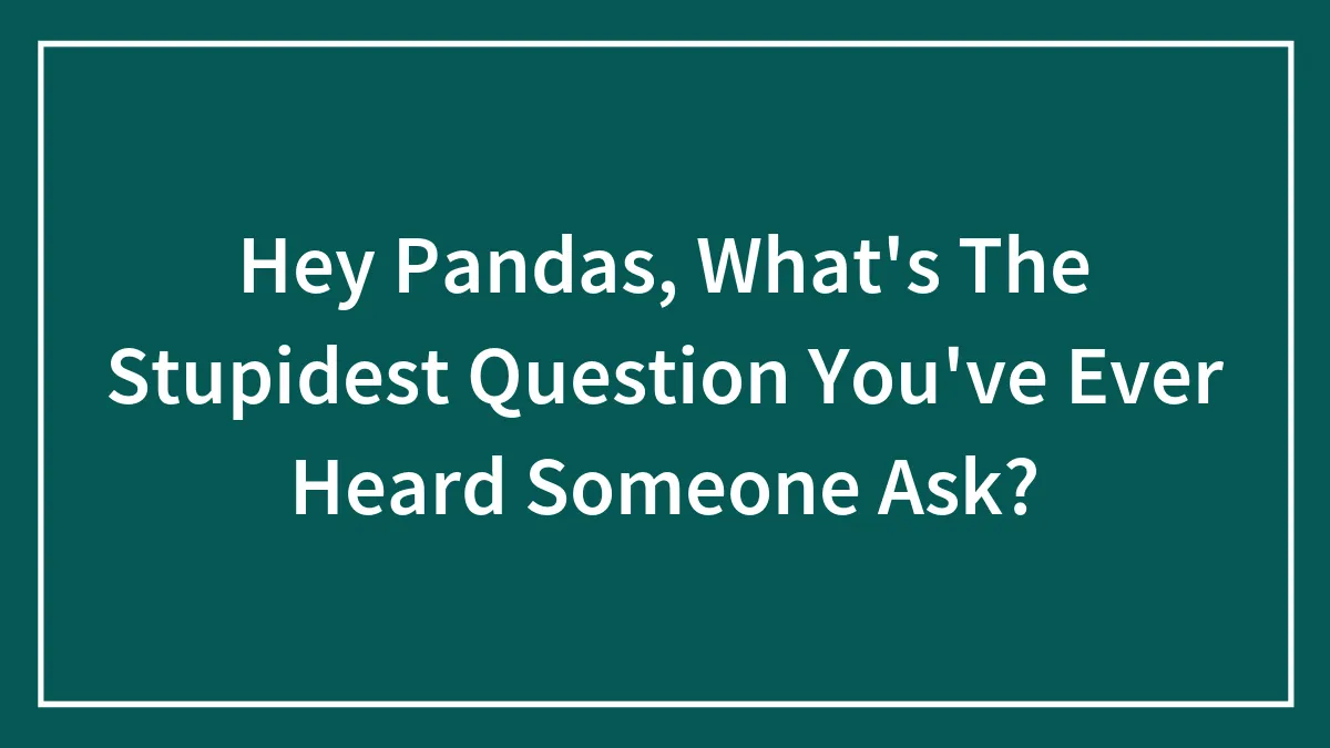 Hey Pandas, What's The Stupidest Thing You've Ever Heard Someone Ask?