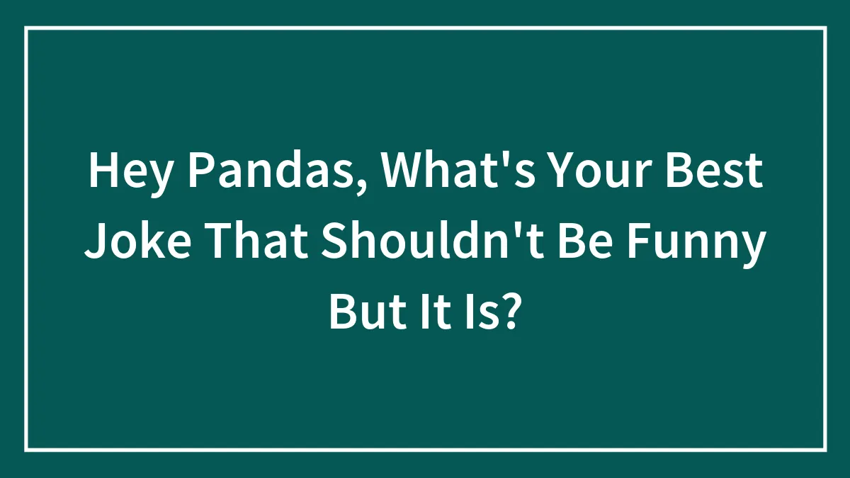 Hey Pandas, What's Your Best Joke That Shouldn't Be Funny But It Is? (Closed)