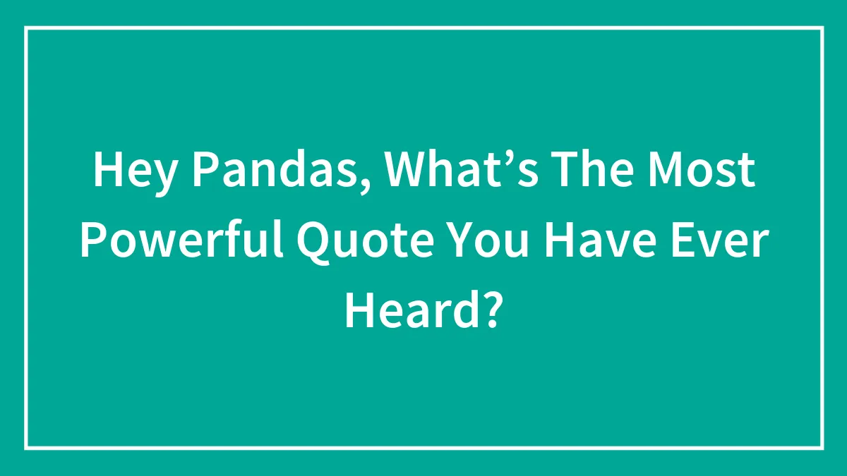 Hey Pandas, What’s The Most Powerful Quote You Have Ever Heard? (Closed)
