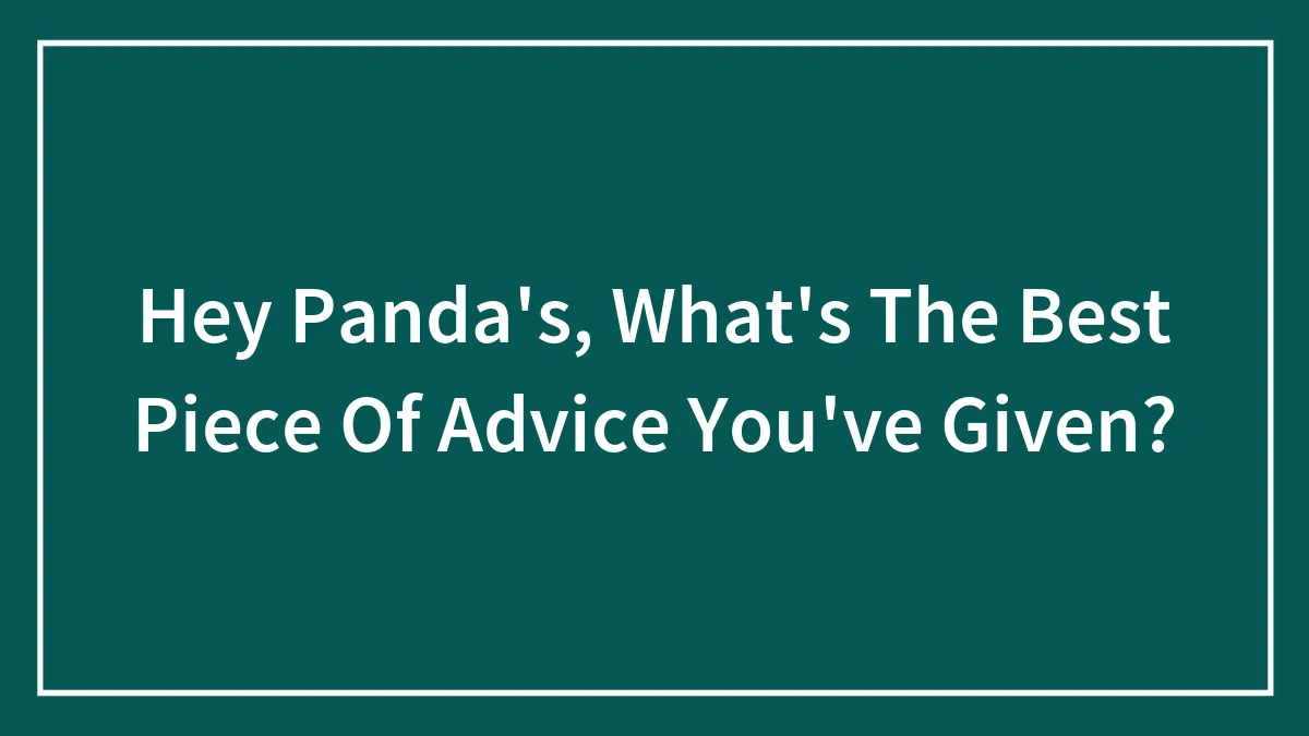 Hey Panda's, What's The Best Piece Of Advice You've Given?