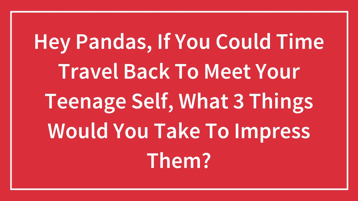 Hey Pandas, If You Could Time Travel Back To Meet Your Teenage Self, What 3 Things Would You Take To Impress Them? (Closed)