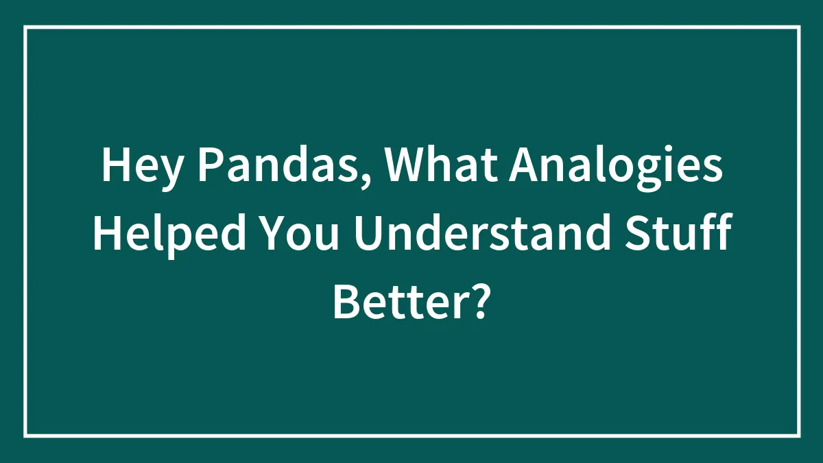 Hey Pandas, What Analogies Helped You Understand Stuff Better? (Closed)