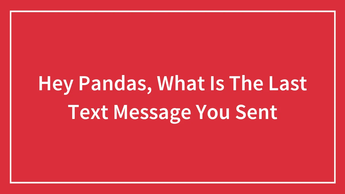 Hey Pandas, What Is The Last Text Message You Sent