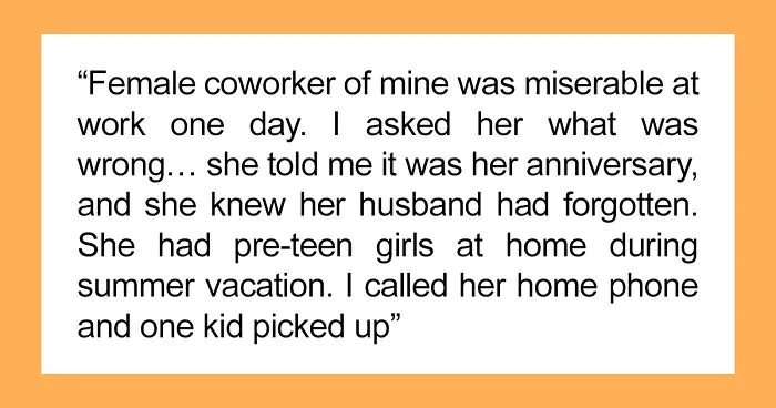 Man’s Secret Plan Of Reminding Coworker’s Husband Of Their Wedding Anniversary Warms The Hearts Of 171k People In This Online Group