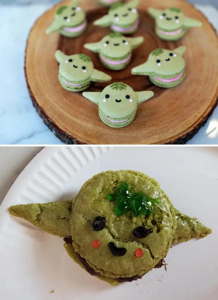 Mi hija y yo hicimos macarons de Yoda para bebés