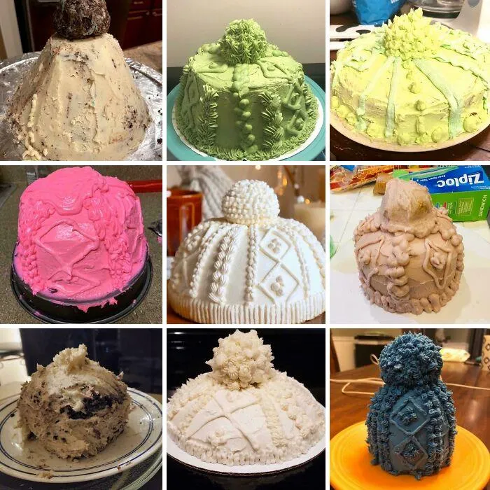 My Friends And I Held Our First Monthly #nailedit Competition. We All Tried To Replicate The Middle Cake!