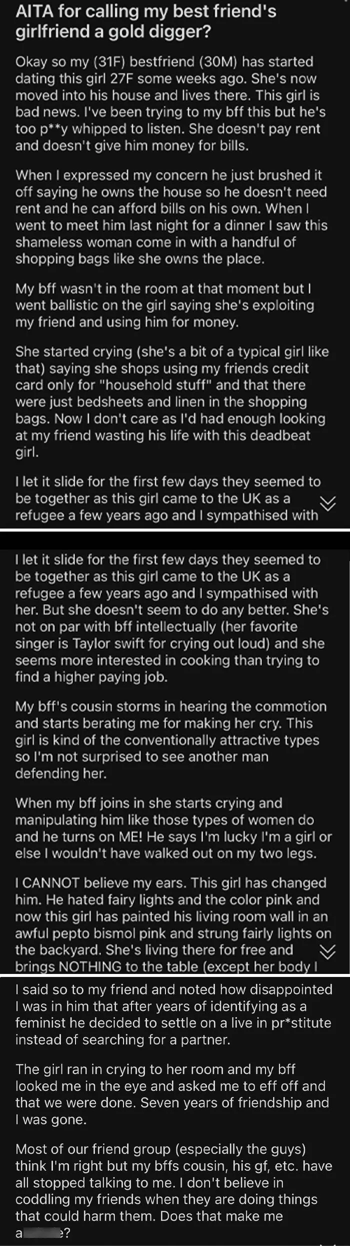 This Gem From Aita. Thinks She’s A Feminist While Belittling Another Woman