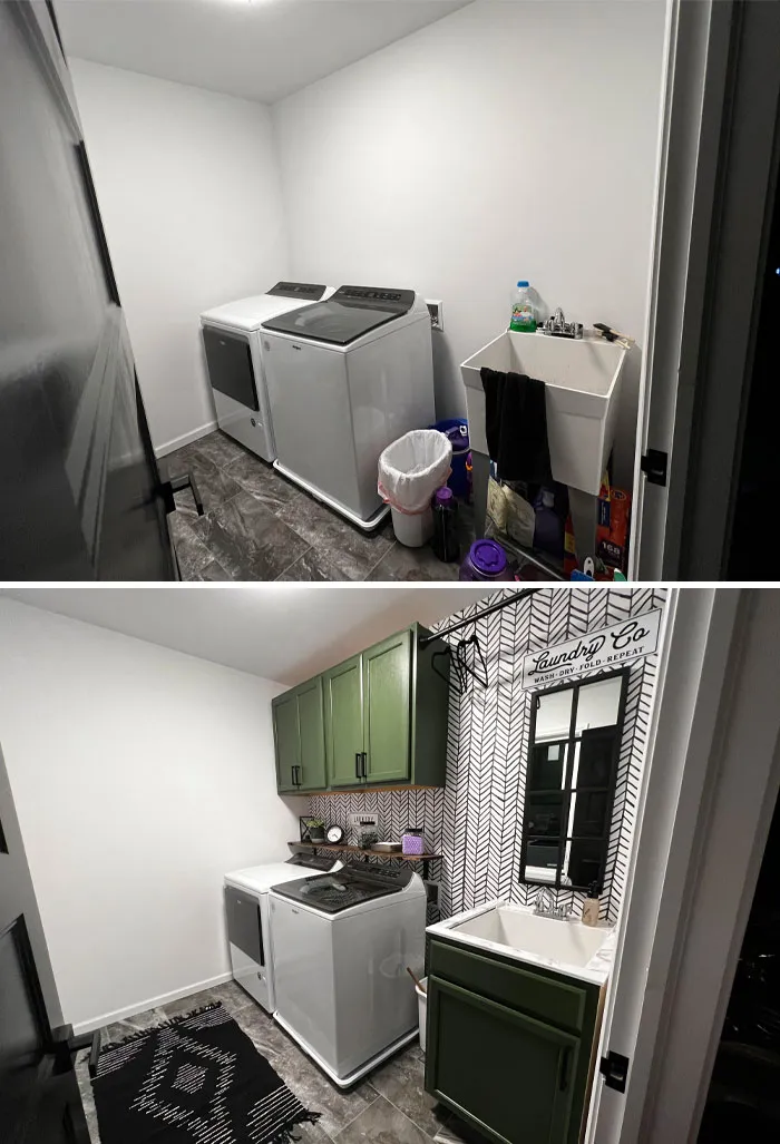 Recientemente, ¡terminé la renovación del cuarto de lavado! Hice todo por mi cuenta, ¡el resultado me enorgullece mucho! ¡Miren para ver cómo estaba antes!