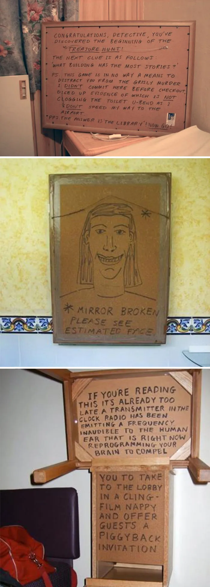 Hotel Graffiti Artists Leaves Hidden Funny Messages For Guests To Discover