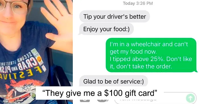 Woman With A Disability Is Appalled At How GrubHub Driver Treated Her After Being Unhappy With 26% Tip