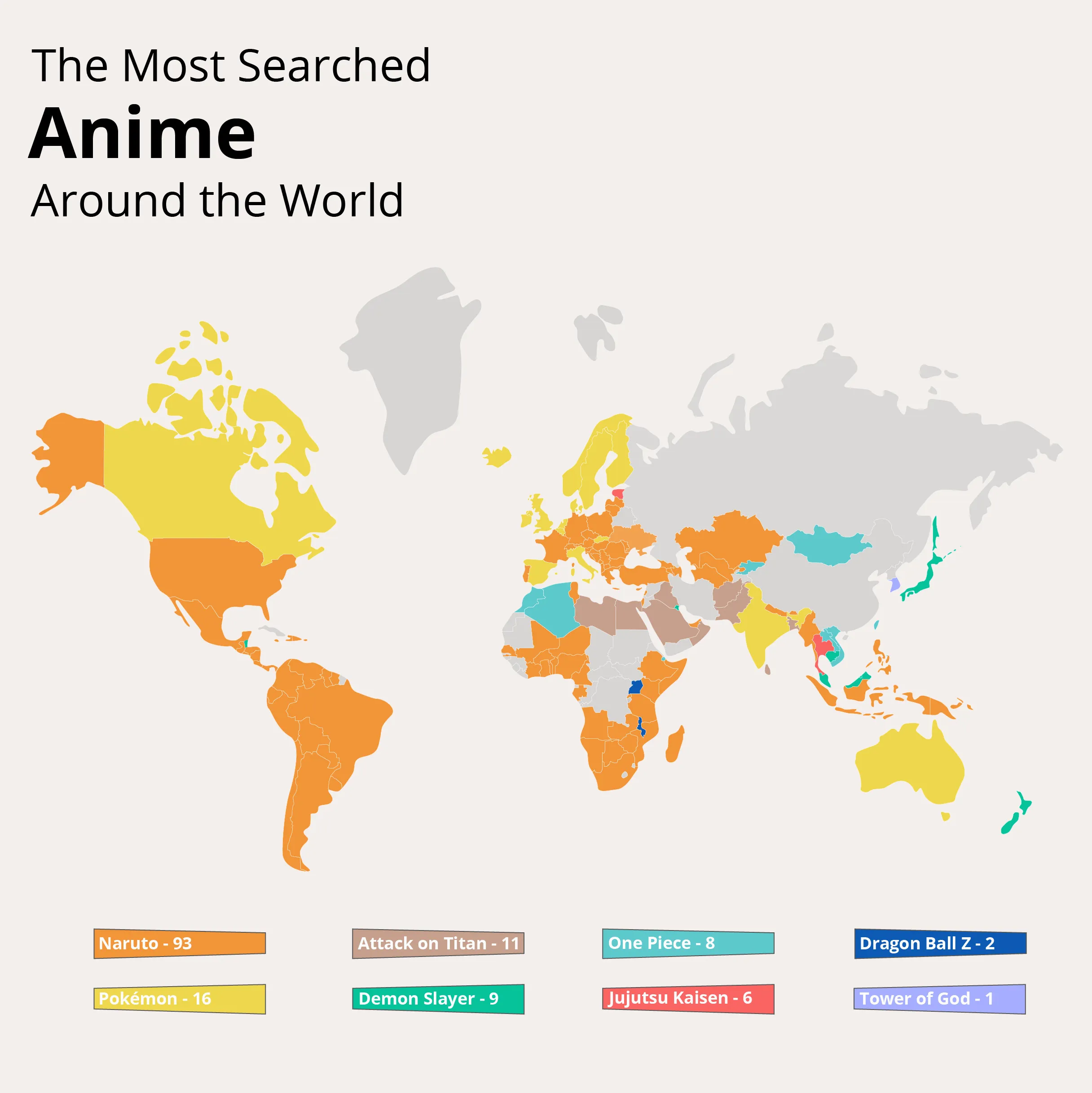 Map Reveals Every Country's Favourite Anime