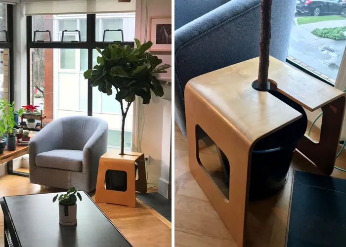 Un truco simple para convertir una mesita normal en una práctica mesa para el árbol