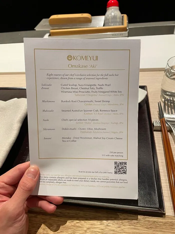 My Mate Showed Me The Menu Pricing For A Fancy Japanese Restaurant And The Footnote Says