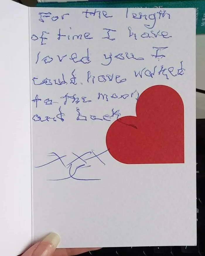 My 82-Year-Old Grandad Sends Me A Valentines Card Every Year. His Writing Is Getting Worse Because Of His Tremor, But He Always Insists On Writing It Himself