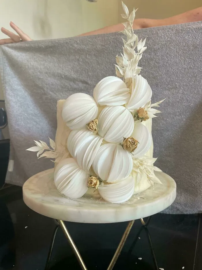 Una grosera dama de honor destrozó el pastel antes de que la novia pudiera verlo. Esta es la única foto que pude tomarle